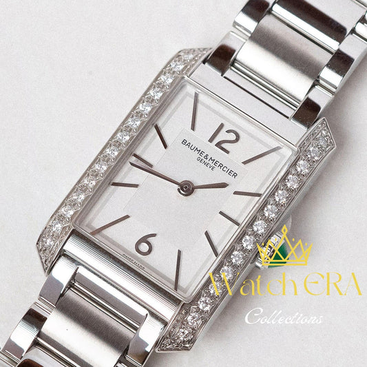 Baume &amp; Mercier Hampton 10631: Elegancia redefinida en un reloj de cuarzo engastado con diamantes